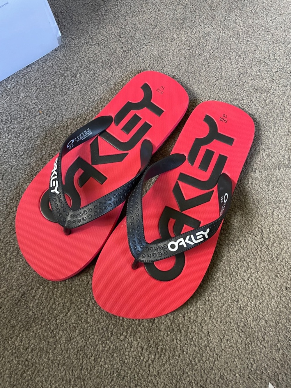 Oakley Red and Black Logo Sandals